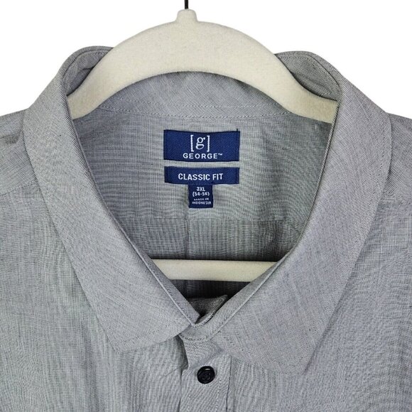 [g] George Classic‎ Fit Button-Up Shirt Men's Size 3XL Long Sleeve Oxford Gray - Picture 2 of 10